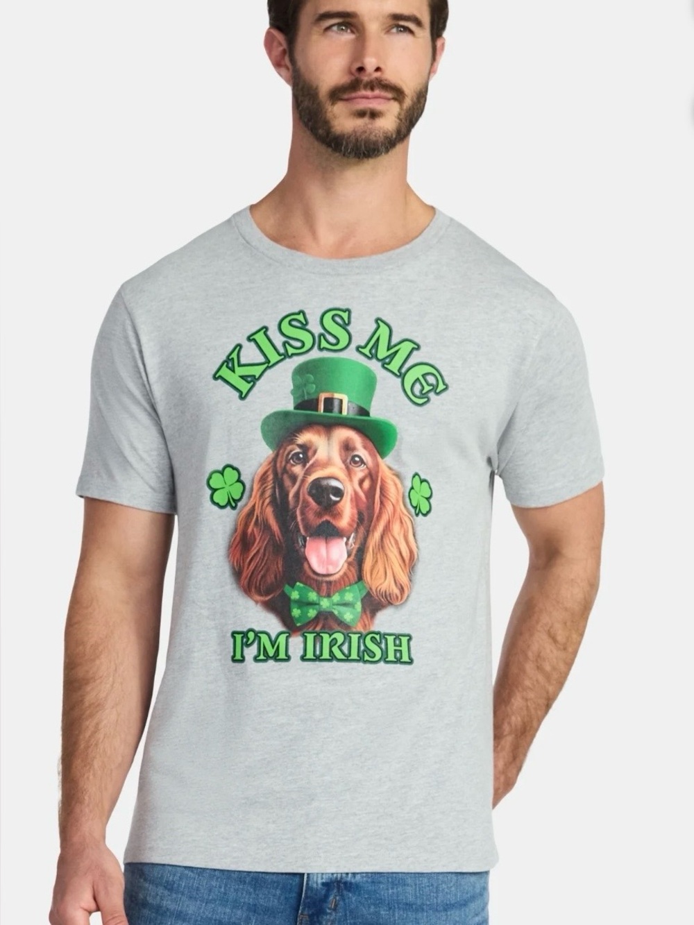 Saint Patrick’s Day Men’s Kiss Me I'm Irish Dog Graphic T-Shirt NWT Size Large